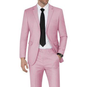 Men's Pink Single Breasted Peak Lapel 2 Piece Two Button Blazer Wedding